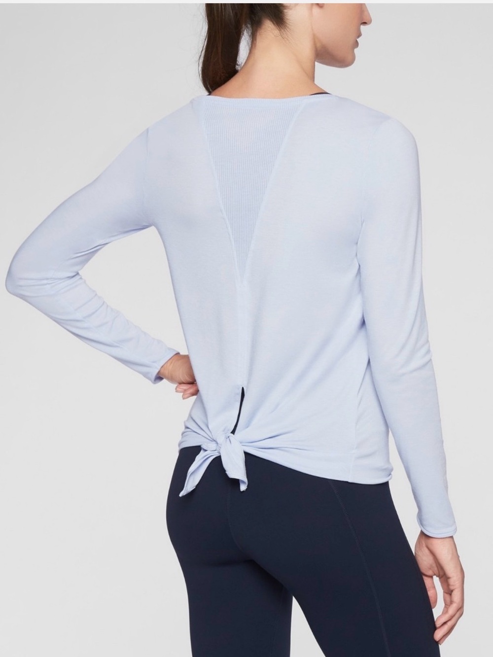 Athleta Light Blue Tie Back Long Sleeve Workout Top Size S